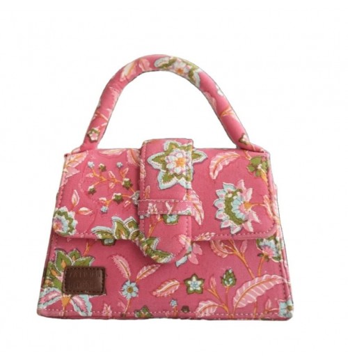 Pink Paradise Blockprinted Chiq Bag Premium luxury Women Mini Bags Made in India Product from Indian Manufacturer and Exporter