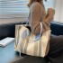 2024 Women's Bohemian Canvas Tote Bag Large Capacity Single Handle Water-Proof PU Lining Portable Student Shoulder Bag Spring