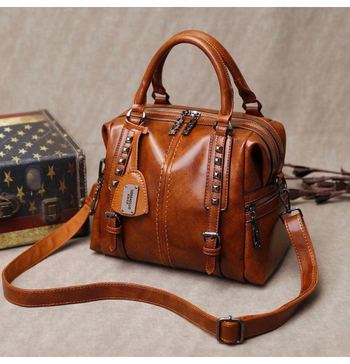 2024 New High-End Women's Shoulder Bag Real Leather Big Atmosphere Joker Style Soft Temperament Portable Large Capacity Shoulder