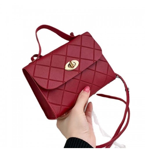 Rhombus Pattern Square Ladies Mini Purses And Hand Bags Women Retro Elegant Small Shoulder Bags