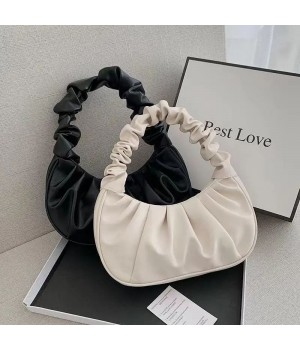 I-0168 Pleated Handlebags For Women PU Cloud Bags Leisure Armpit Bag Shopping Shoulder Bags Dumpling Handbag
