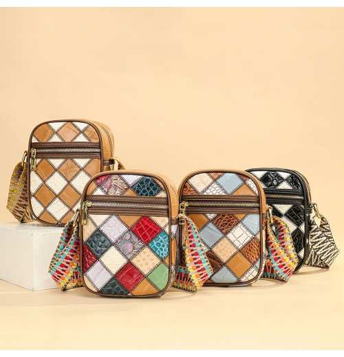 WESTAL Ladies Patchwork Shoulder Small Bag Colorful Wide Shoulder Straps Crossbody Bag Genuine Leather Women Shoulder Bags WESTAL Ladies Patchwork Shoulder Small Bag Colorful Wide Shoulder Straps Crossbody Bag Genuine Leather Women Shoulder Bags