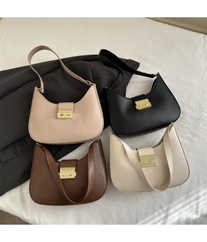 2024 winter new tote multicolor PU leather solid color simple shoulder women's bags for women