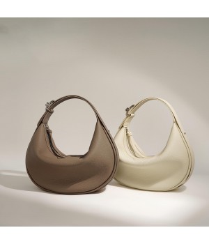 Fashionable Minimalist Half-Moon High Quality Genuine Leather Handbags Women Cowhide Shoulder Bags