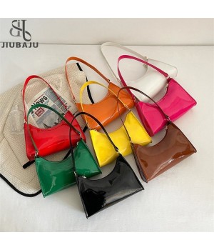 Women's Shoulder Bag PU Leather Handbags Female Fashion Clutch Purse Vintage Patent Leather French Underarm Bags