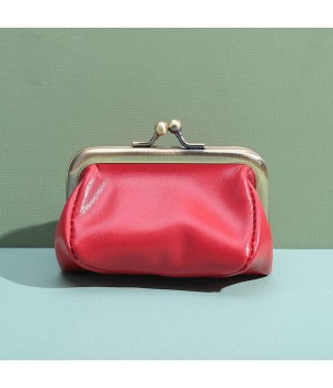 Wholesale Vintage Genuine leather Pouch Kiss-lock Change Purse Wallets Cute Kiss clasp Coin Purses