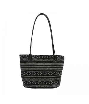 Women's Large Capacity Casual Handbag Bohemian Style Colourful Woven Patchwork Design Simple Canvas Underarm Shoulder Bag Nylon