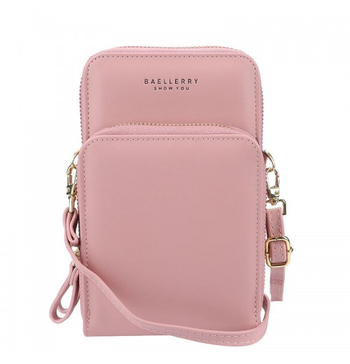 Baellerry Women Leather Double Zipper Shoulder Bags Large Capacity Ladies Cell Phone Bags Wallet